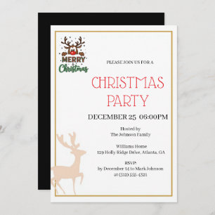Festive Reindeer Christmas invitation
