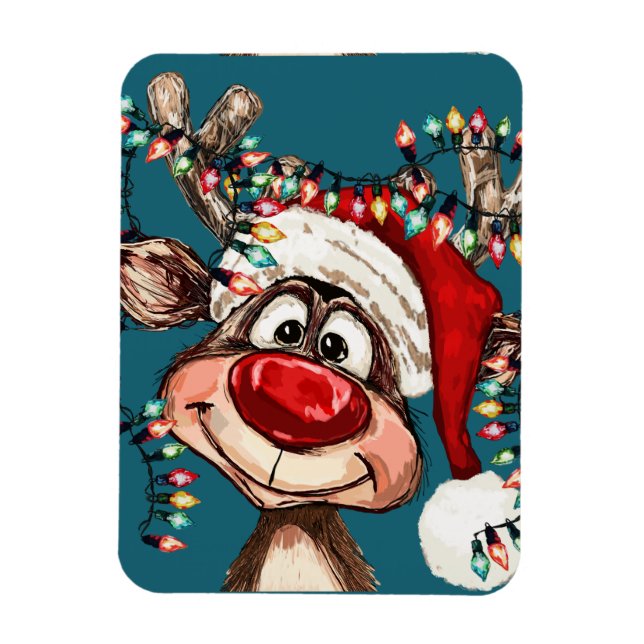 Festive Reindeer Christmas Shower Curtain Magnet (Vertical)