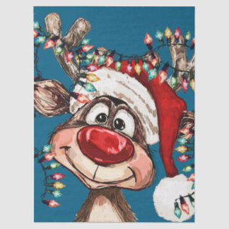 Festive Reindeer Christmas Shower Curtain Tissue Paper