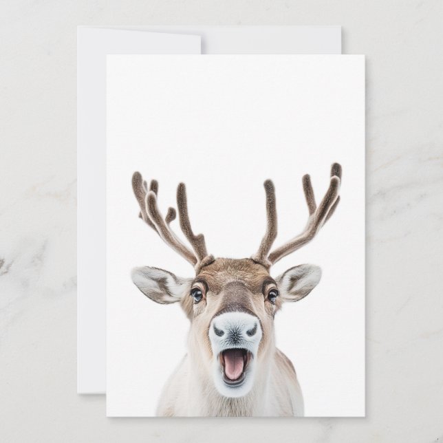 Festive Reindeer Holiday Card with Silly Faces  (Front)