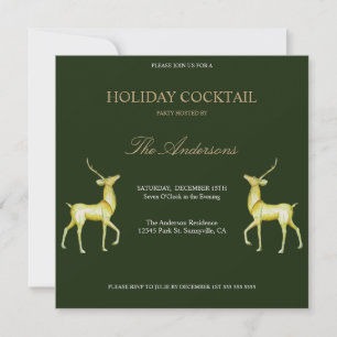 Festive Reindeer Holiday Cocktail Christmas Party Invitation