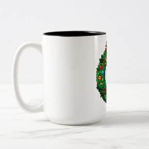 Festive Reindeer in Wreath Two-Tone Coffee Mug