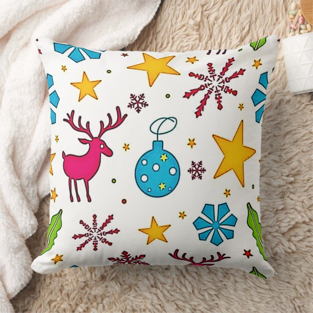 Festive Reindeer Magic Pattern Design Cushion (Blanket)
