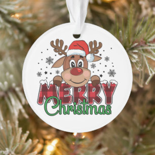 Festive Reindeer, Merry Christmas Ornament
