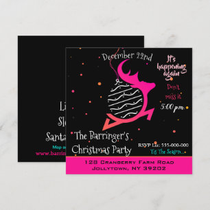 Festive Reindeer Merry Christmas Party Invitation