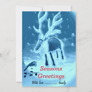 Festive Reindeer, Robin Seasons Greetings Holiday Card