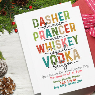 Festive Reindeer & Spirits Christmas Party   Invitation