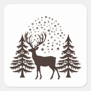 Festive Reindeer Square Sticker
