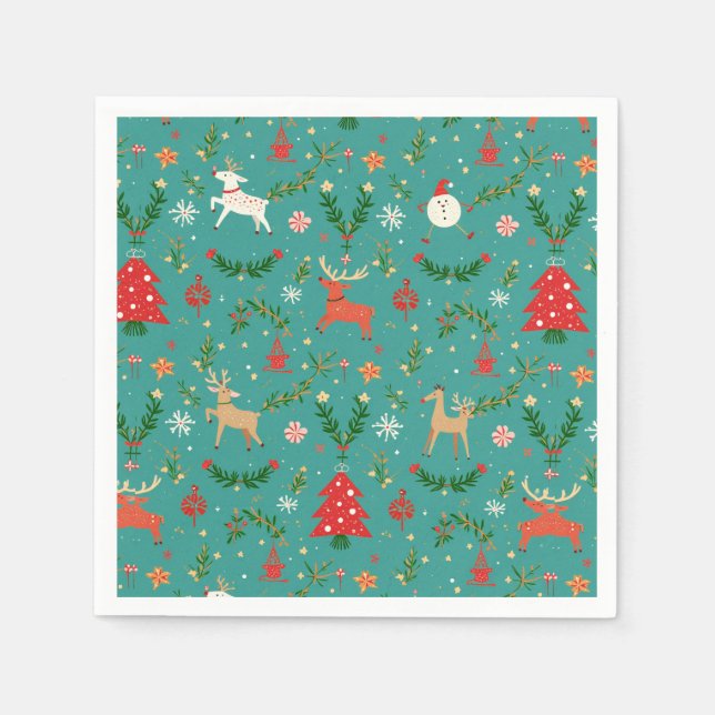 Festive Reindeer Wonderland Napkin (Front)