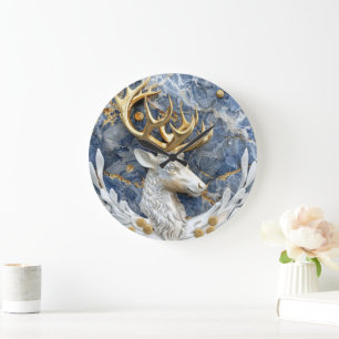Festive Reindeer Wonderland Scene Large Clock