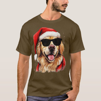 Festive Retriever Dog Watercolor Golden Retriever  T-Shirt