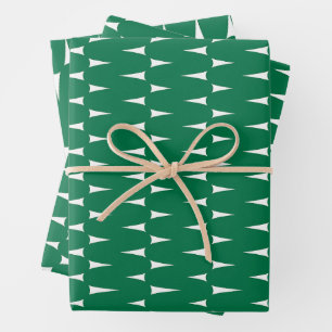 Festive Retro Bright Green Wavy Lines Christmas Wrapping Paper Sheet