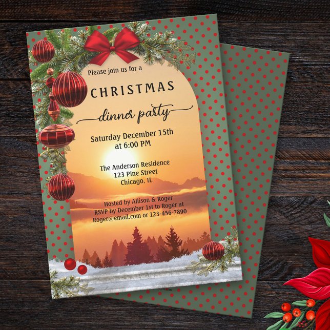 Festive Retro Christmas Dinner Party Invitation (Creator Uploaded)