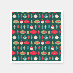 Festive Retro Christmas Ornament Midcentury Modern Napkin