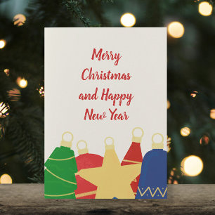 Festive retro Christmas ornaments Holiday Card