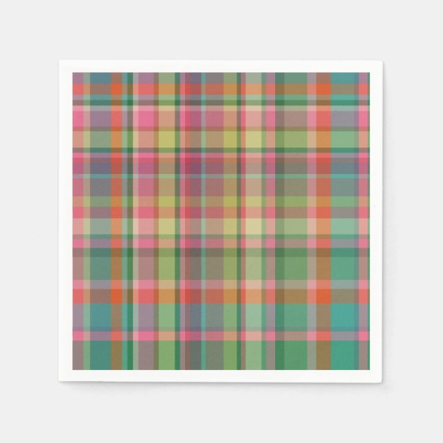 Festive Retro Christmas Plaid Cute Preppy Holiday Napkin (Front)