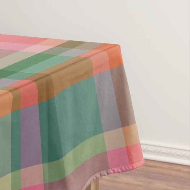 Festive Retro Christmas Plaid Cute Preppy Holiday Tablecloth (In Situ)