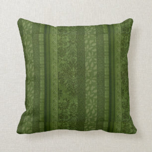 Festive Retro Green Graphic Christmas Stripes Cushion