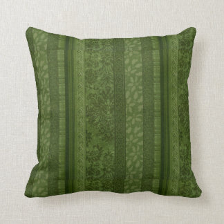 Festive Retro Green Graphic Christmas Stripes Cushion