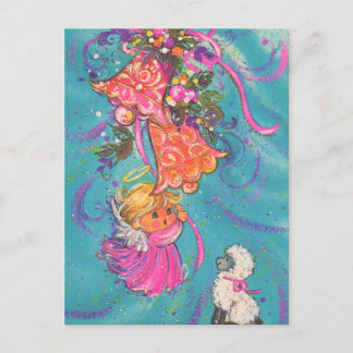 Festive retro vintage Christmas Angel Postcard
