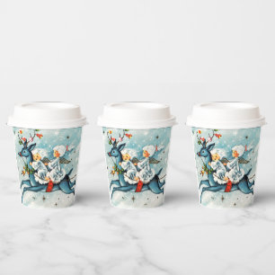Festive retro vintage Christmas Angels Paper Cups