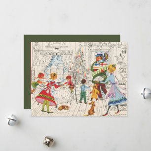 festive retro vintage Christmas Holiday Card