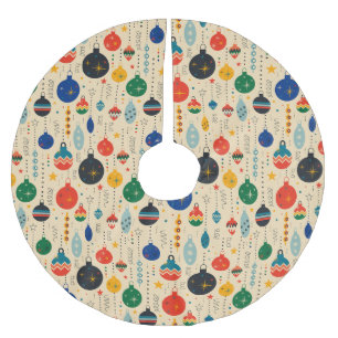 Festive Retro Vintage Christmas Ornaments Brushed Polyester Tree Skirt
