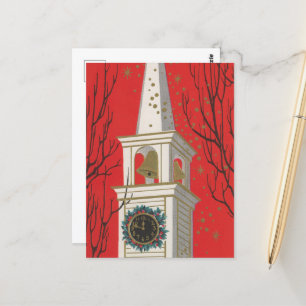 festive retro vintage Church Christmas Postcard