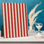 Festive Retro Vintage Vertical PopCorn Stripes Plaque<br><div class="desc">A retro style festive popcorn red and beige stripes decor in horizontal or in vertical fashion are a modern classic graphic design style that always make for a great custom gift for yourself or for someone special on your list, these are sure to make an impression on any festive occasions....</div>
