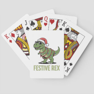 Festive Rex Dinosaur Holiday Cheer  Playing Cards