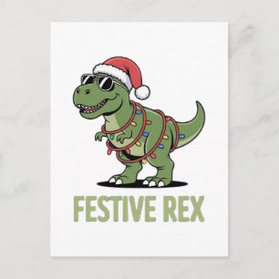 Festive Rex Dinosaur Holiday Cheer Postcard