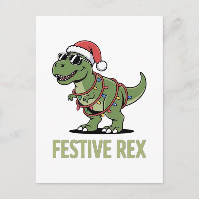 Festive Rex Dinosaur Holiday Cheer  Postcard (Front)