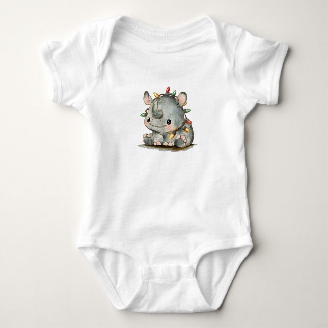 Festive Rhino Baby Bodysuit (Front)