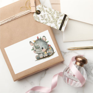 Festive Rhino Rectangular Sticker
