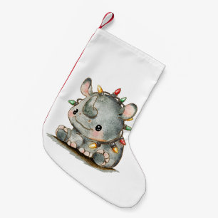 Festive Rhino Small Christmas Stocking