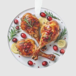 Festive Roast Turkey Legs Holiday Ornament