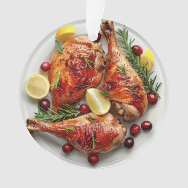 Festive Roast Turkey Legs Holiday Ornament (Front)