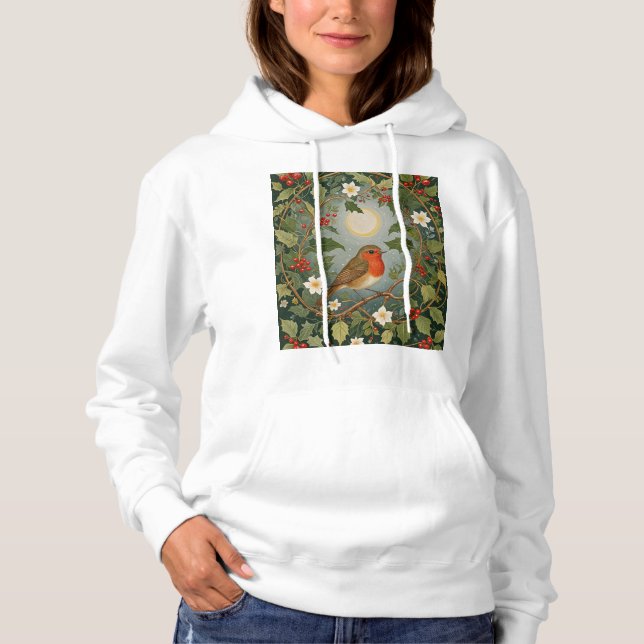 Festive Robin and Holly Hoodie (Front)