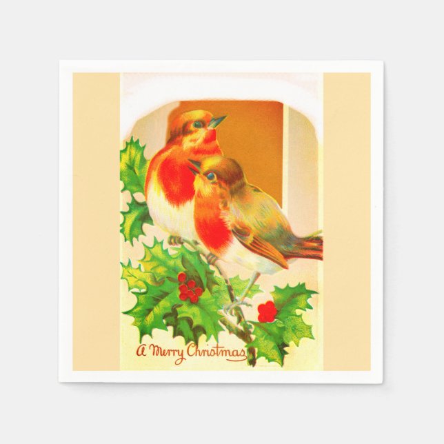 Festive robins napkin (Front)