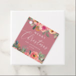 Festive Romantic Dusty Pink Rose Floral Christmas Favour Tags<br><div class="desc">Celebrate the season with these elegant Merry Christmas favour tags, featuring a dusty pink rose background and delicate watercolor floral blooms with festive greenery and pine branches. A perfect blend of soft winter romance and holiday charm, these tags add a sophisticated touch to gift bags, party favours, or handmade treats....</div>