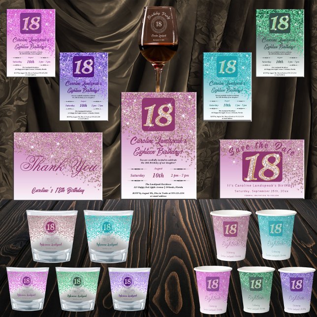 Festive Rose Gold Glitter 18th Birthday Invitation (Creator Uploaded)