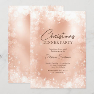 Festive rose gold white snow elegant  Christmas Invitation