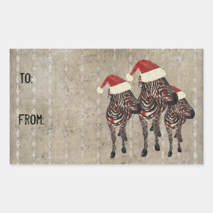Festive Rose Zebras Gift Sticker