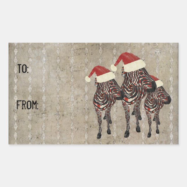 Festive Rose Zebras Gift Sticker (Front)