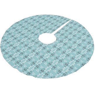 Festive Royal Botanical Robin's Egg Blue Brushed Polyester Tree Skirt