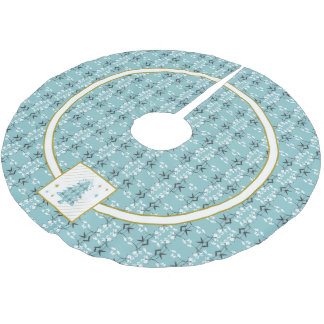 Festive Royal Botanical Robin's Egg Blue Brushed Polyester Tree Skirt