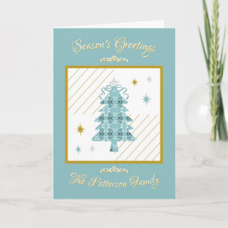 Festive Royal Botanical Robin's Egg Blue Folded Holiday Card