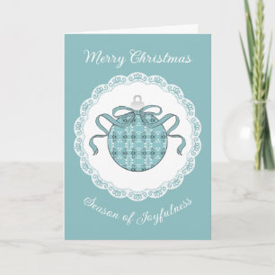 Festive Royal Botanical Robin's Egg Blue Holiday Card