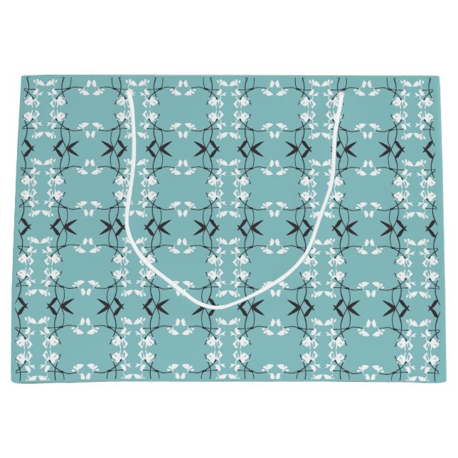 Festive Royal Botanical Robin's Egg Blue Large Gift Bag (Front)