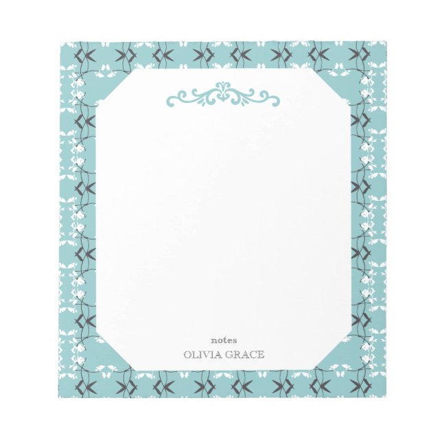 Festive Royal Botanical Robin's Egg Blue Notepad (Front)